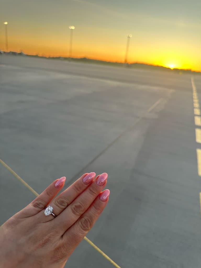 Engagement ring at sunset